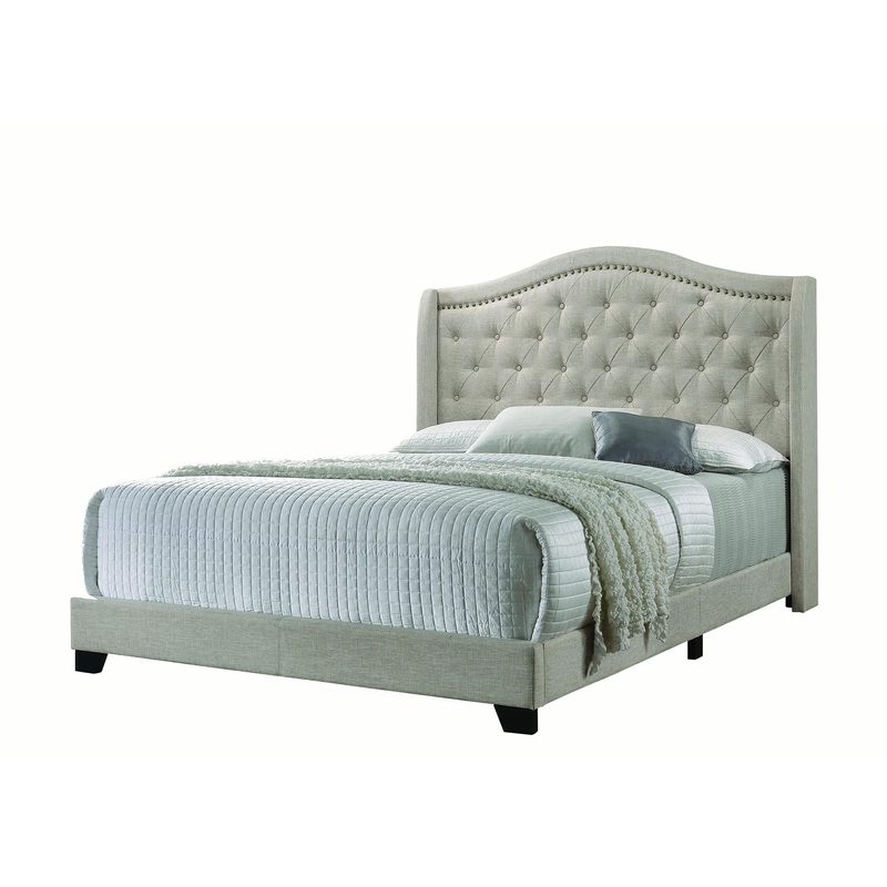 Coaster Furniture Sonoma 310073Q Upholstered Queen Wingback Bed – Beige