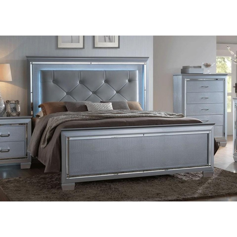 Crown Mark Lillian King Upholstered Panel Bed B7100-K-HB/B7100-K-FB/B7100-KQ-RAIL