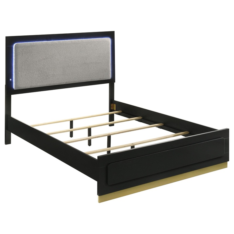 Coaster Furniture Caraway 224781Q Wood Queen LED Panel Bed – Black