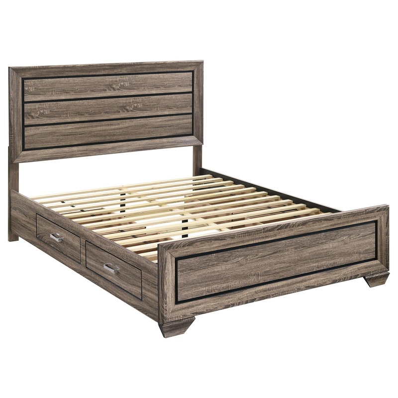 Coaster Furniture Kauffman 204190Q Wood Queen Storage Panel Bed – Washed Taupe