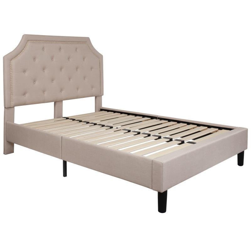 Flash Furniture – Full Size Brighton Platform Bed Frame – Beige