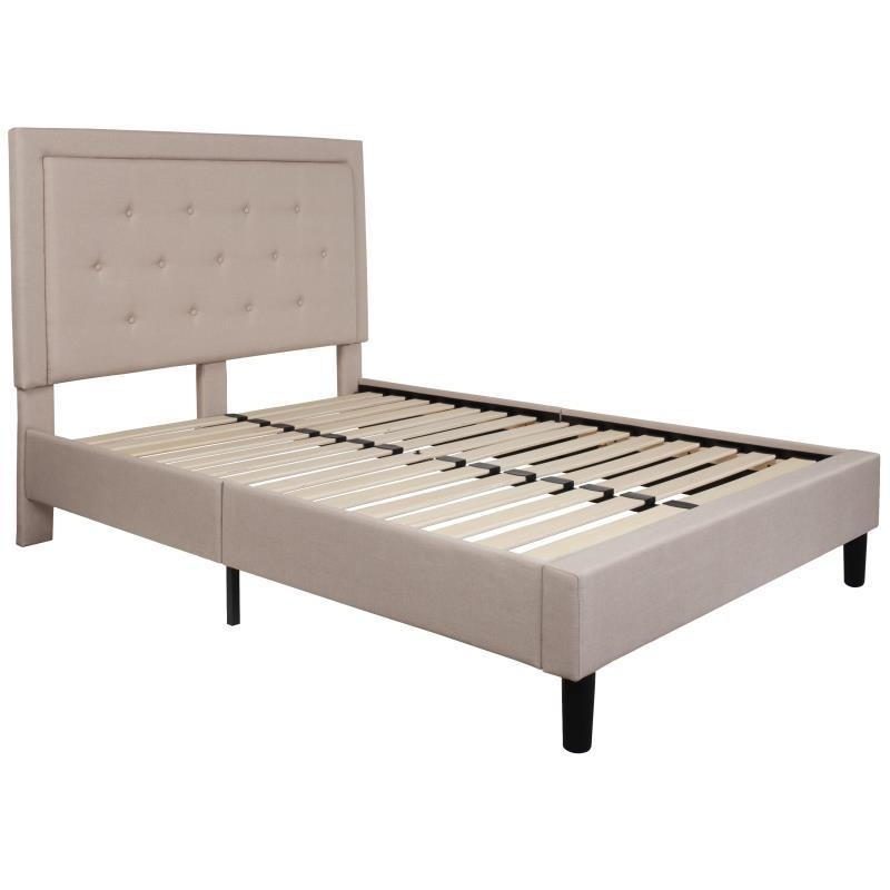 Flash Furniture – Full Size Roxbury Platform Bed Frame – Beige