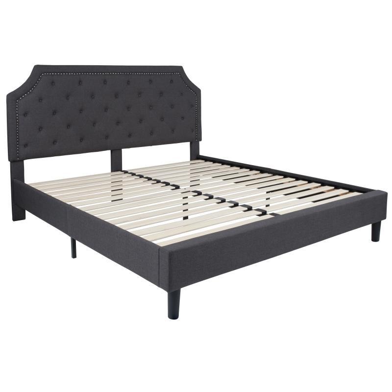 Flash Furniture – King Size Brighton Platform Bed Frame – Dark Gray