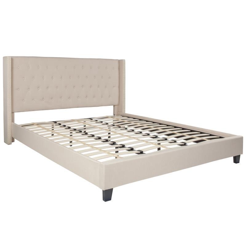 Flash Furniture – King Size Riverdale Platform Bed Frame – Beige