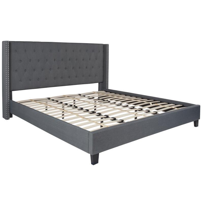 Flash Furniture – King Size Riverdale Platform Bed Frame – Dark Gray