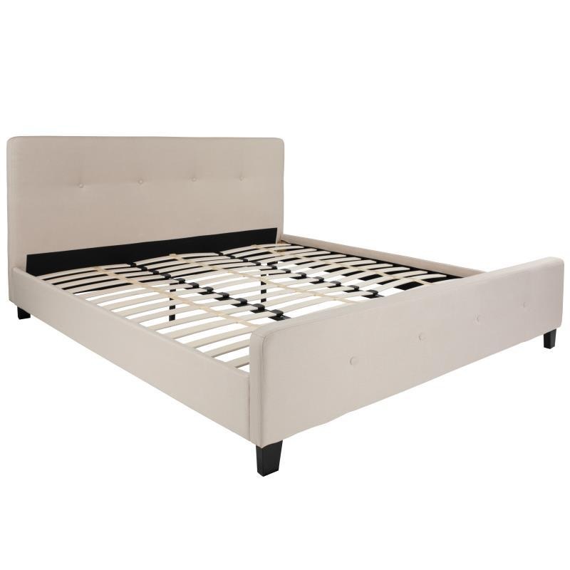 Flash Furniture – King Size Tribeca Platform Bed Frame – Beige