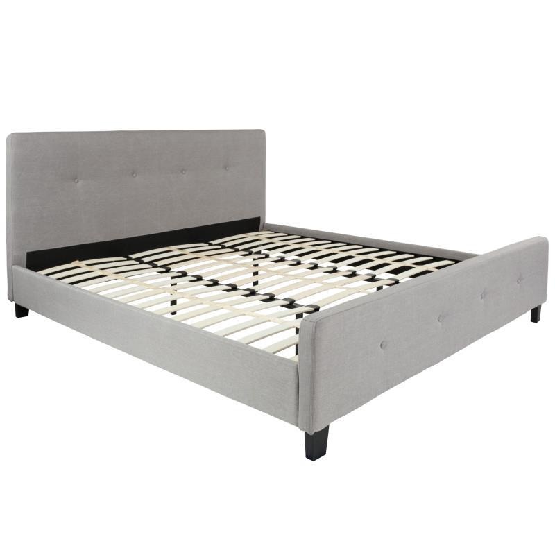 Flash Furniture – King Size Tribeca Platform Bed Frame – Light Gray