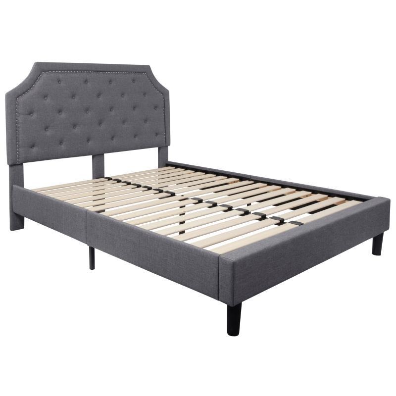 Flash Furniture – Queen Size Brighton Platform Bed Frame – Light Gray