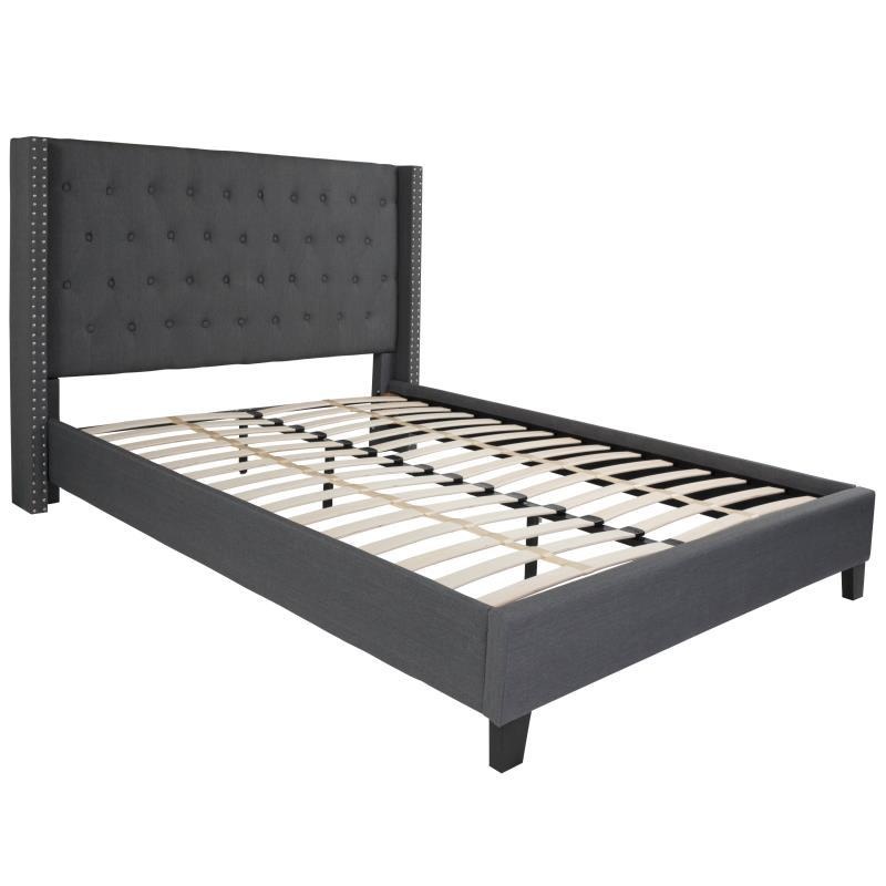 Flash Furniture – Queen Size Riverdale Platform Bed Frame – Dark Gray