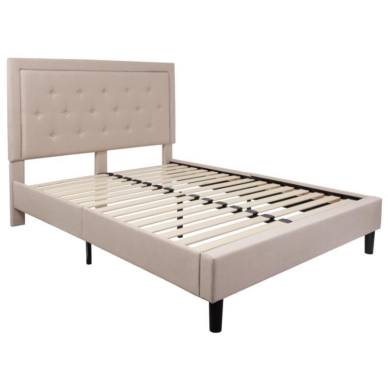 Flash Furniture – Queen Size Roxbury Platform Bed Frame – Beige