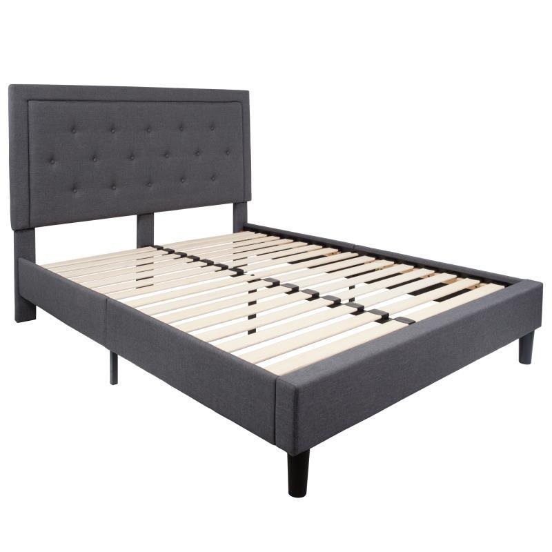 Flash Furniture – Queen Size Roxbury Platform Bed Frame – Dark Gray