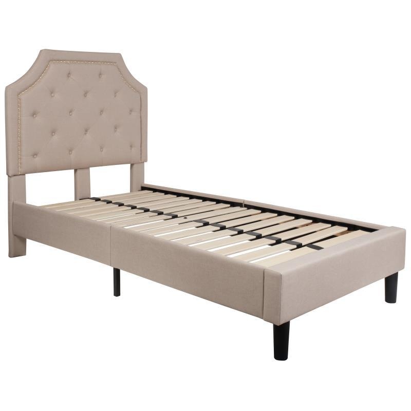 Flash Furniture – Twin Size Brighton Platform Bed Frame – Beige