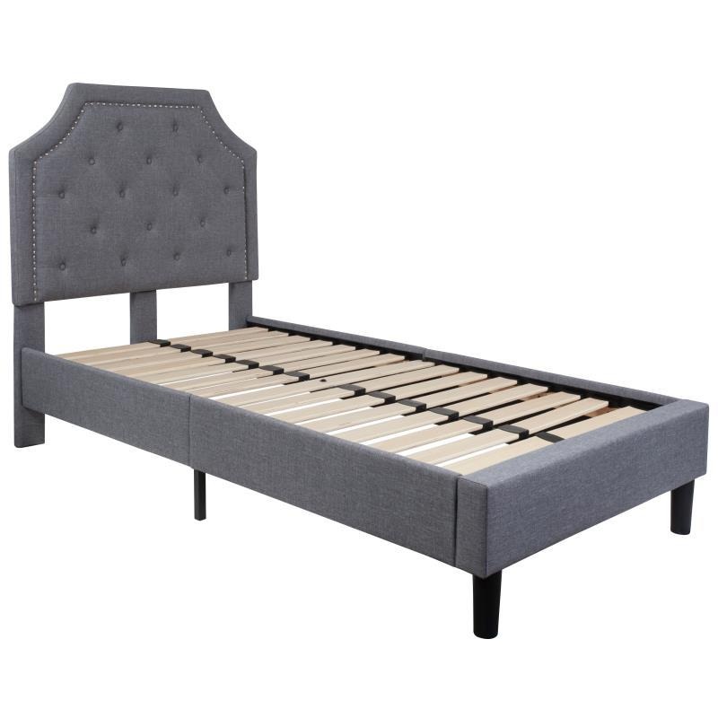 Flash Furniture – Twin Size Brighton Platform Bed Frame – Light Gray