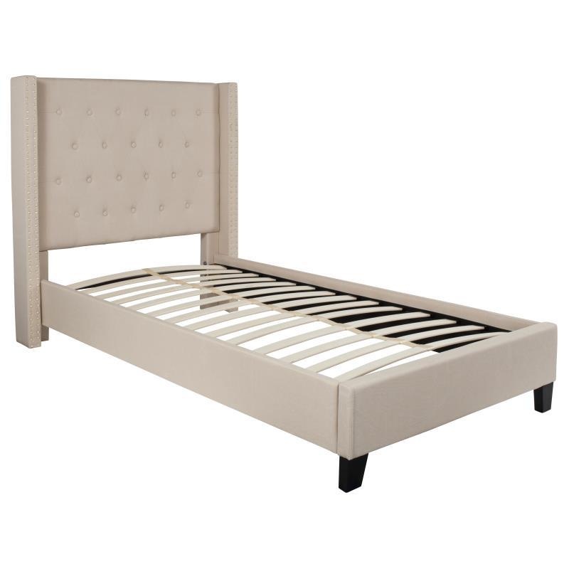 Flash Furniture – Twin Size Riverdale Platform Bed Frame – Beige