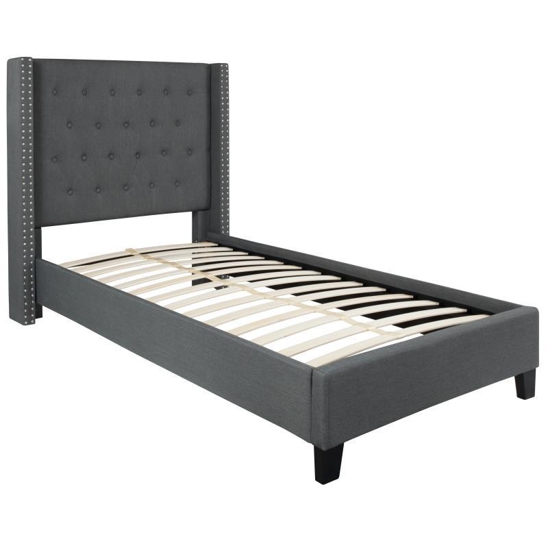 Flash Furniture – Twin Size Riverdale Platform Bed Frame – Dark Gray