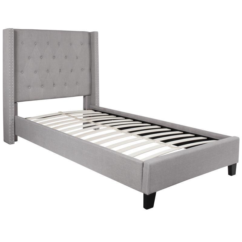 Flash Furniture – Twin Size Riverdale Platform Bed Frame – Light Gray