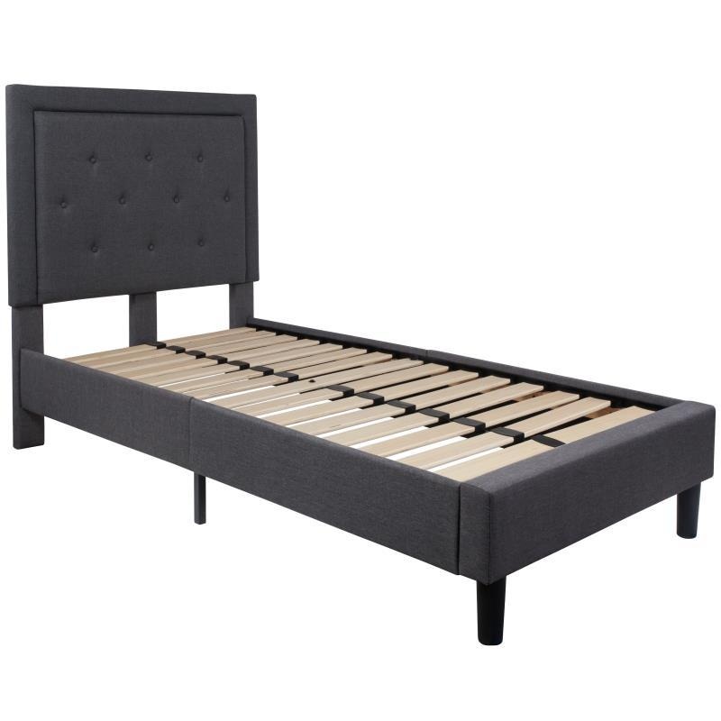 Flash Furniture – Twin Size Roxbury Platform Bed Frame – Dark Gray