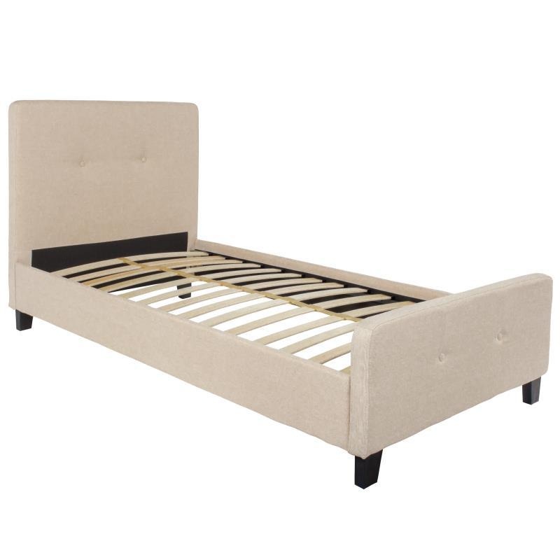 Flash Furniture – Twin Size Tribeca Platform Bed Frame – Beige