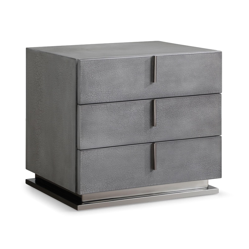 Modrest Buckley Cracked Grey 3 Modern Nightstand