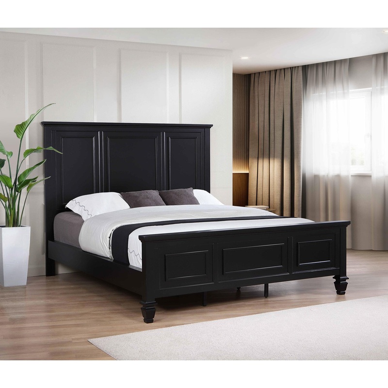 Sandy Beach 63-inch Wood Panel Bed Black