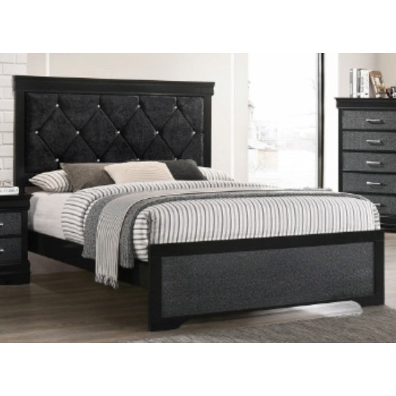 Crown Mark Amalia Twin Panel Bed in Black B6918-T