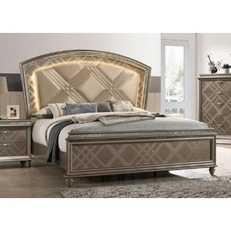 Crown Mark Cristal Queen Panel Bed in Brown