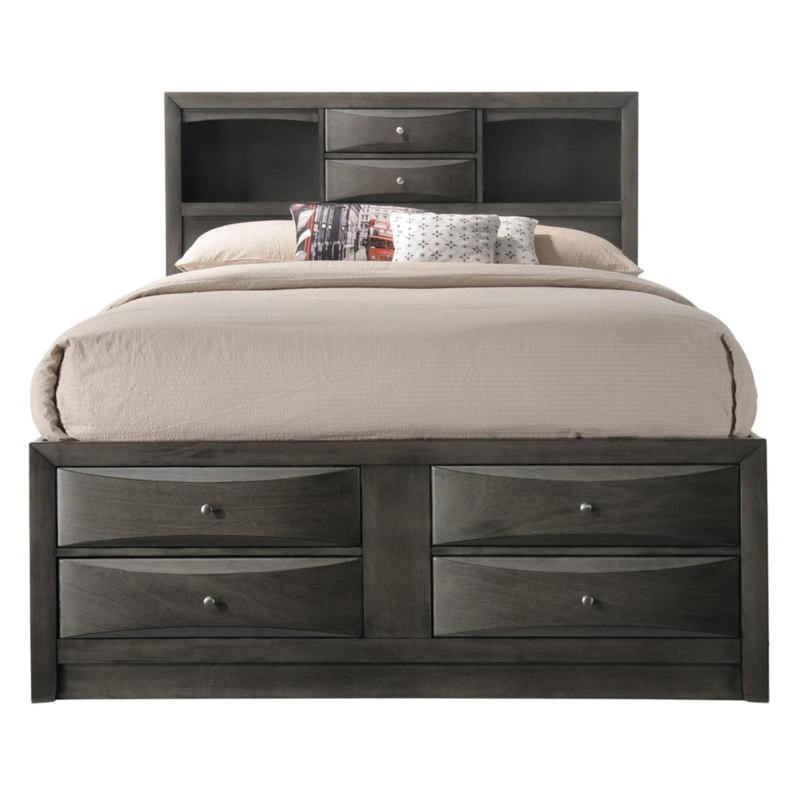 Crown Mark Emily King Captain’s Storage Bed in Grey