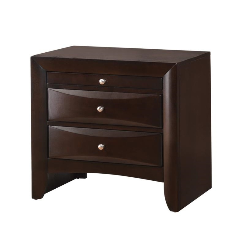 Crown Mark Emily Nightstand in Dark Cherry
