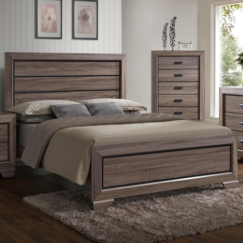 Crown Mark Farrow Queen Panel Bed in Brown