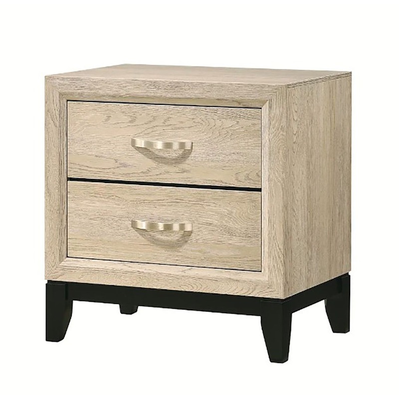 Crown Mark Furniture Akerson 2 Drawer Nightstand in Beige
