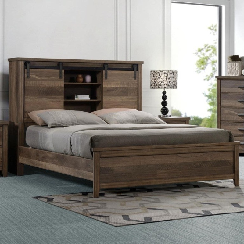 Crown Mark Furniture Calhoun King Bookcase Bed in Brown
