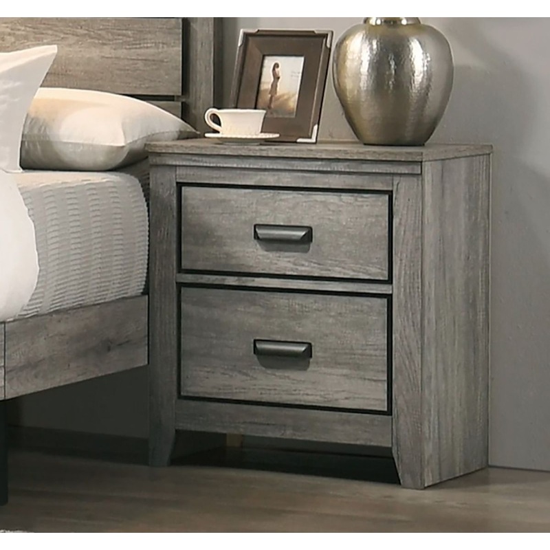 Crown Mark Furniture Carter 2 Drawer Nightstand in Gray