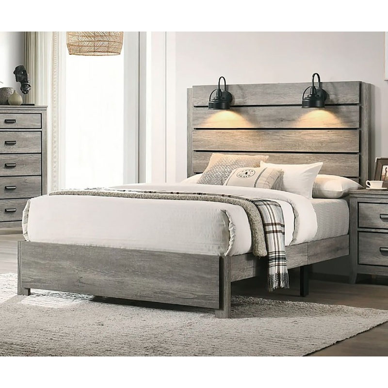 Crown Mark Furniture Carter Queen Platform Bed in Gray
