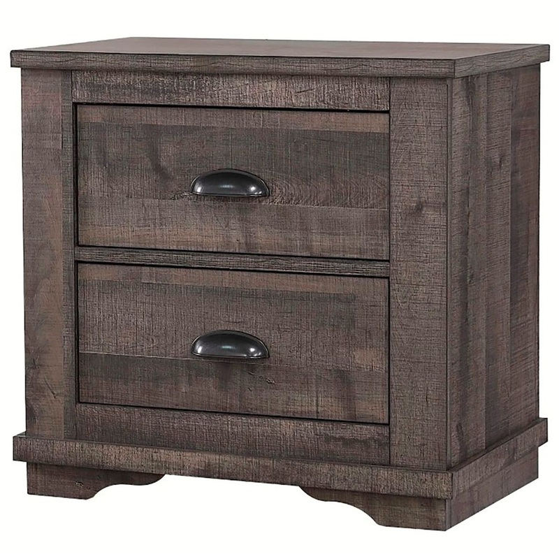 Crown Mark Furniture Coralee 2 Drawer Nightstand in Gray