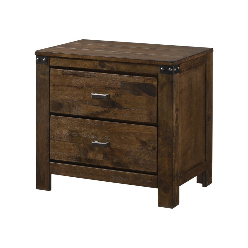 Crown Mark Furniture Curtis Night Stand in Rustic