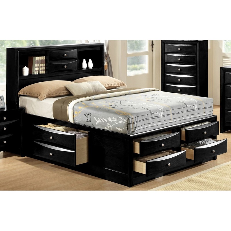 Crown Mark Furniture Emily Captain’s Queen Bed in Black