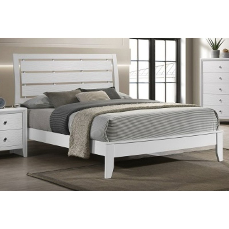Crown Mark Furniture Evan Full Panel Bed in White
