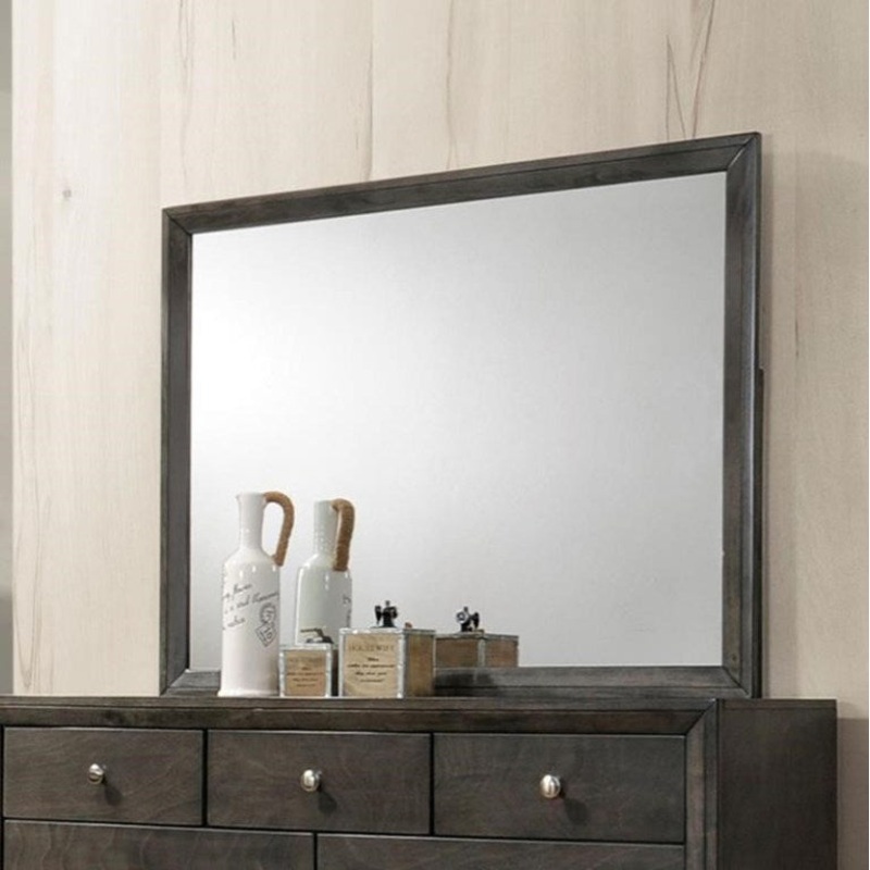 Crown Mark Furniture Evan Mirror in Grey