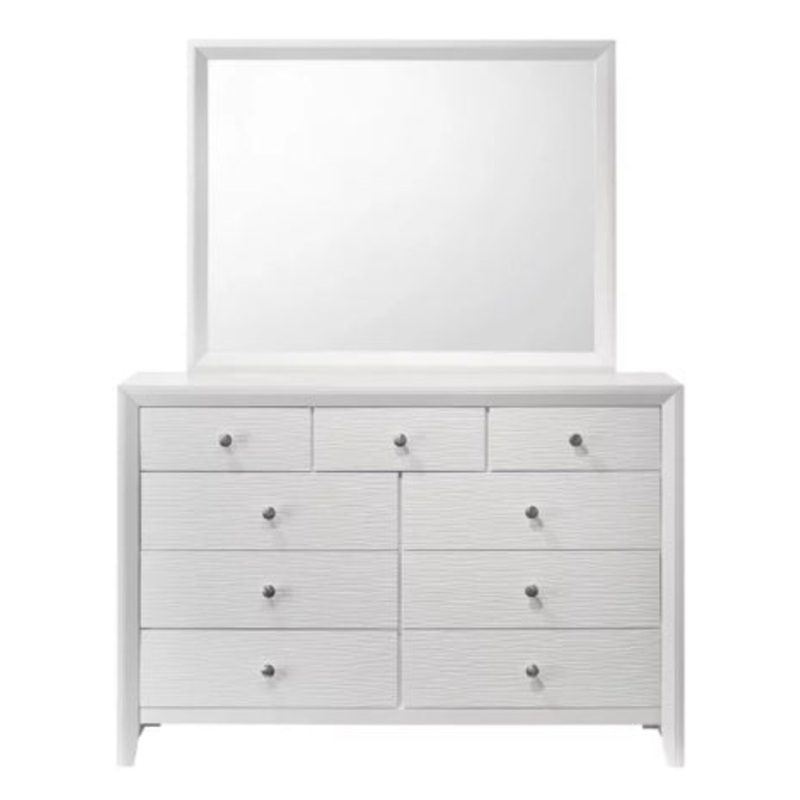 Crown Mark Furniture Evan Mirror in White