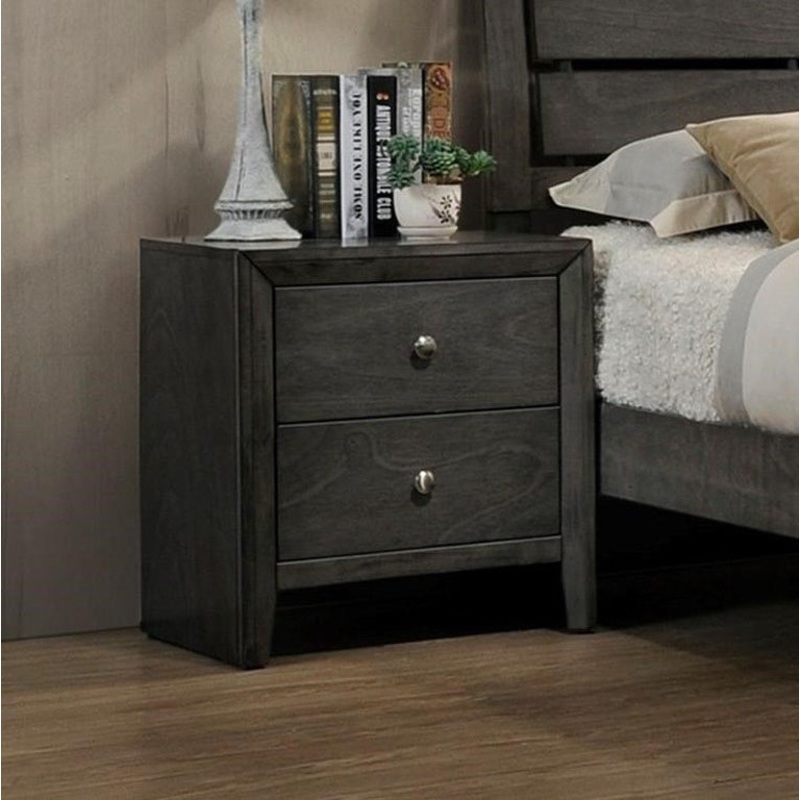 Crown Mark Furniture Evan Night Stand in Grey