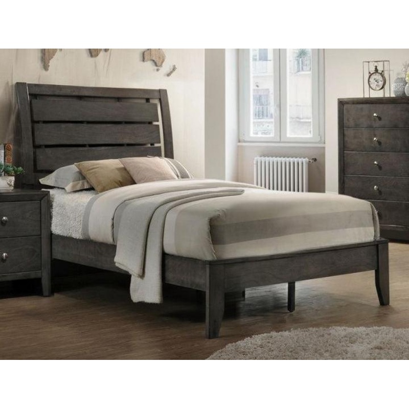 Crown Mark Furniture Evan Twin Panel Bed in Grey