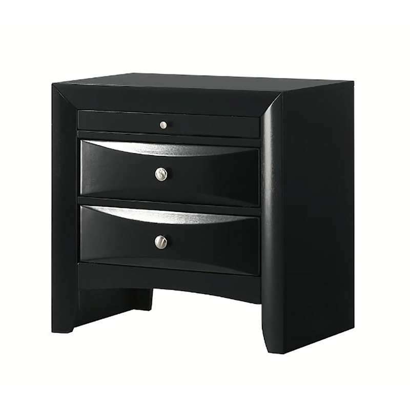 Crown Mark Furniture Fallon 3 Drawer Nightstand in Black