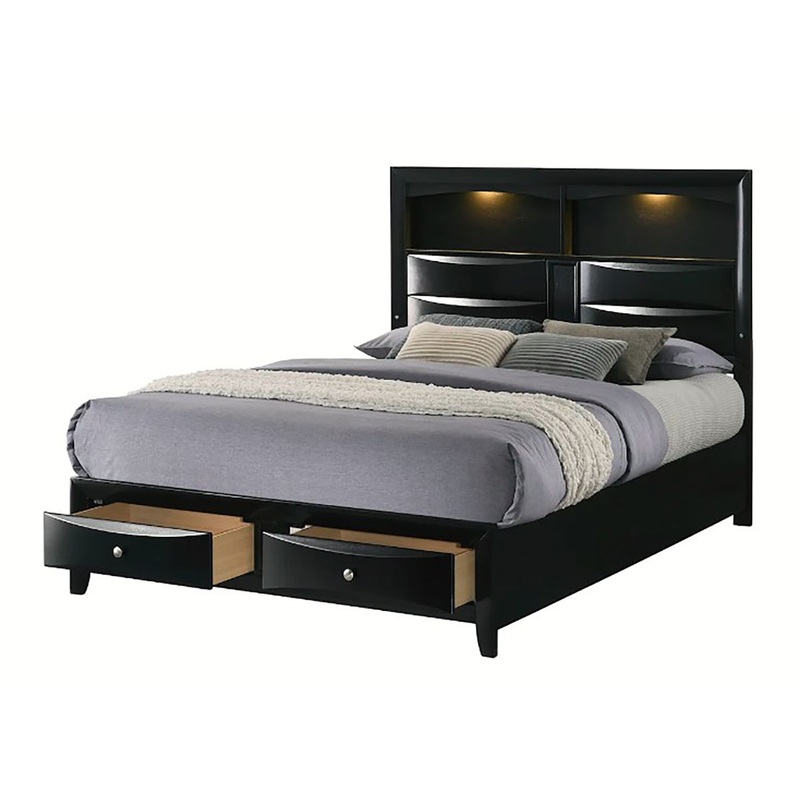 Crown Mark Furniture Fallon King Platform Bed with Storage in Black B4288-K