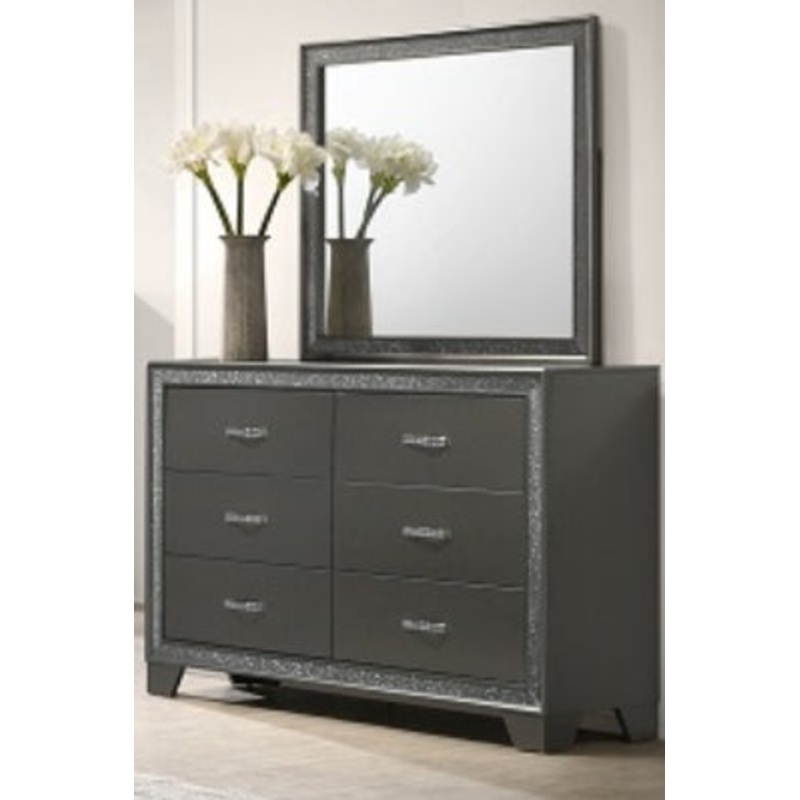 Crown Mark Furniture Kaia Mirror in Dark Gray