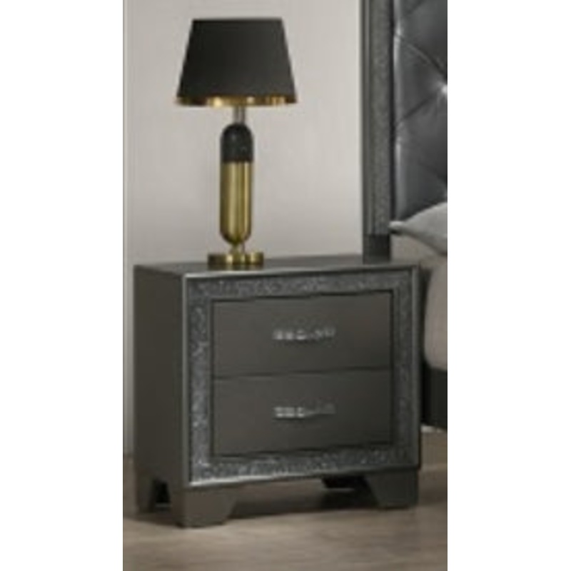 Crown Mark Furniture Kaia Nightstand in Dark Gray