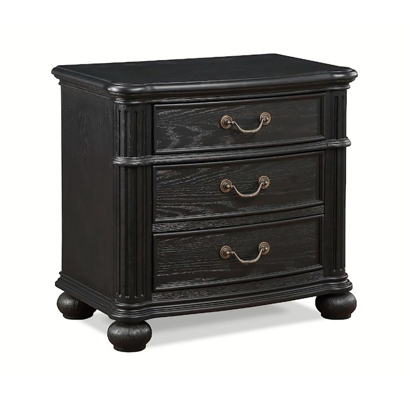 Crown Mark Furniture Kingsbury 3 Drawer Nightstand in Black