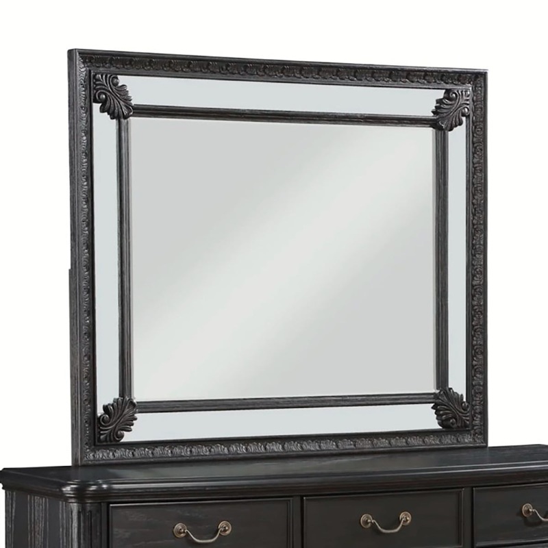 Crown Mark Furniture Kingsbury Dresser Mirror in Black