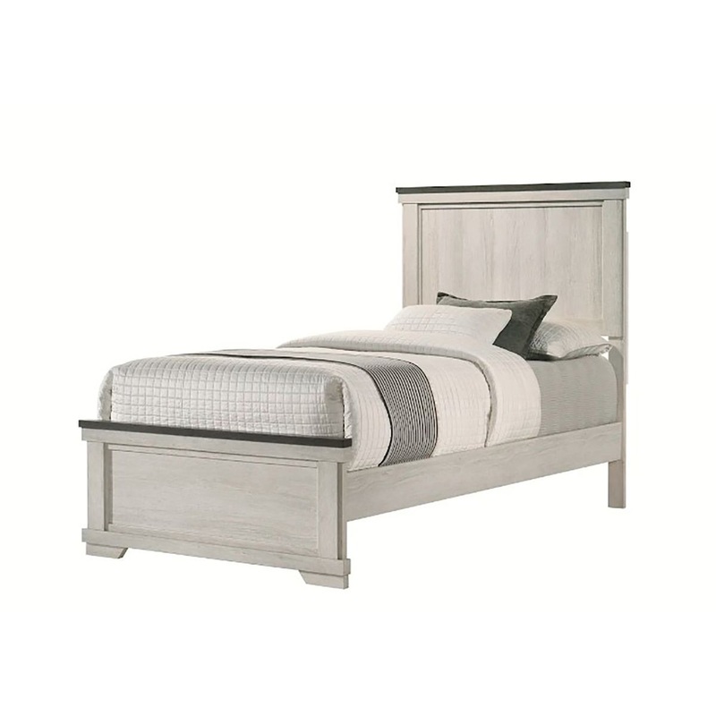 Crown Mark Furniture Leighton Twin Panel Bed in White B8180-T