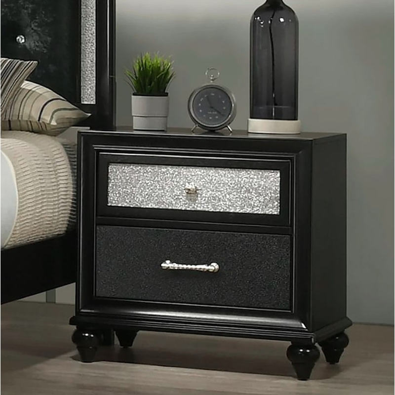 Crown Mark Furniture Lila 2 Drawer Nightstand in Black