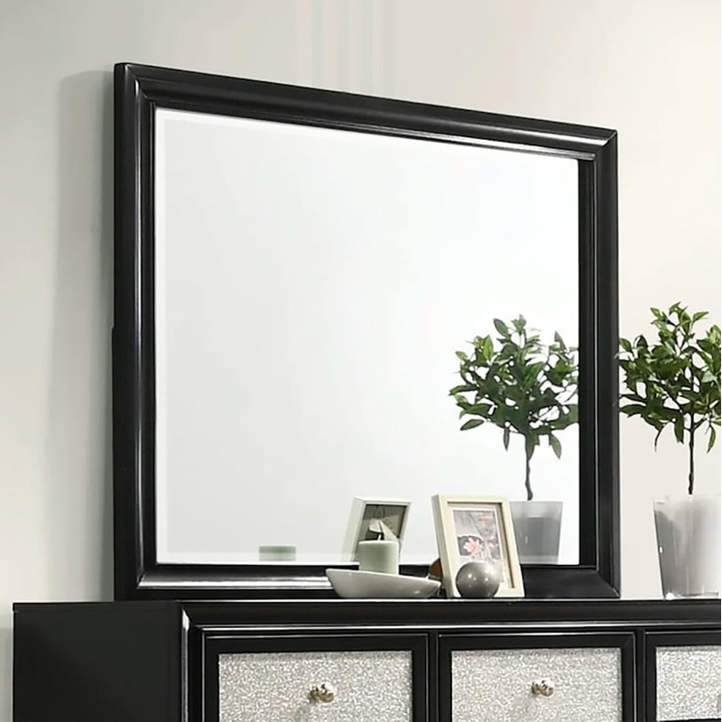 Crown Mark Furniture Lila Dresser Mirror in Black